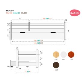 Postelja Woody z ograjo - bela