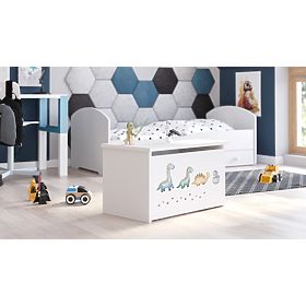 Skrinja za igrače Daria bela z motivom dinozavrov