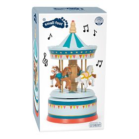 small foot Glasbena skrinjica konjički vrtiljak modra