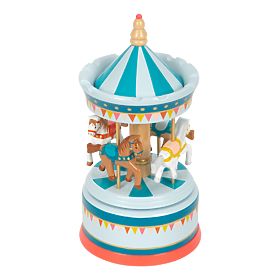 small foot Glasbena skrinjica konjički vrtiljak modra