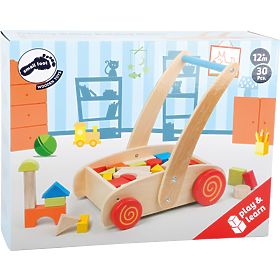 small foot Lesena hojica s kockami v vozičku