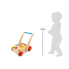 small foot Lesena hojica s kockami v vozičku