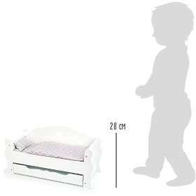 small foot Lesena posteljica za punčke bela