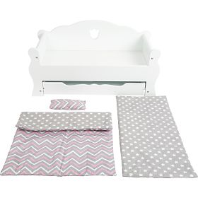 small foot Lesena posteljica za punčke bela