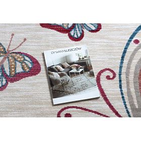 Sodoben otroški tepih TOYS 75326 METULJ, nepravilna oblika, kremna, rdeča fuksija, F.H.Kabis