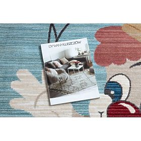 Sodoben otroški tepih TOYS 75328 KLAUN, nepravilna oblika, modra, turkizna, rdeča fuksija, F.H.Kabis