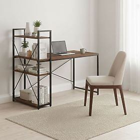 Šolska računalniška miza 120x60 cm s polico in 3 policami temni oreh loft ModernHome