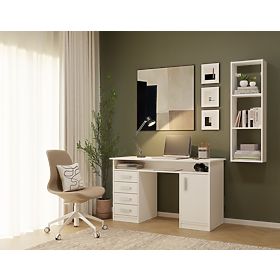 Stenska polica COBI 1X3 - Moderna stenska polica 3 predelki mat bela, COBI