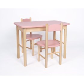 Komplet mizice in stolčkov OURBABY prašno rožnat