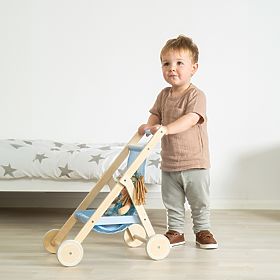 Tidlo Leseni modri voziček za punčke