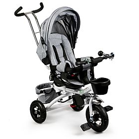 Tricikel z vrtljivim sedežem 360° Siva Delux s baldahinom ECOTOYS, EcoToys