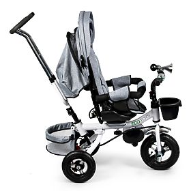 Tricikel z vrtljivim sedežem 360° Siva Delux s baldahinom ECOTOYS, EcoToys