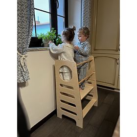 Učna stolp za sorojence DOUBLE M - naravna, baby wood