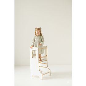 Učna stolp SLIM M - bela, baby wood