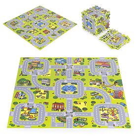 Velika EVA penasta podloga za otroke Mesto 90,5x90,5 cm 21 kos ECOTOYS
