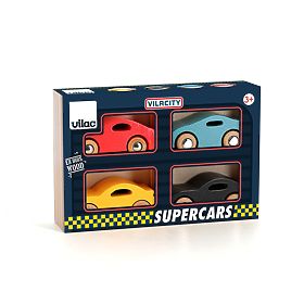 Vilac Set 4 lesenih avtomobilčkov Super Vilacity