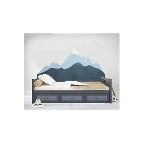 Penasta zaščita za steno za posteljo Mountains - modra
